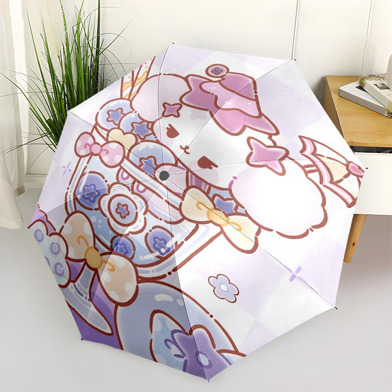 

1pc Kawaii Hello Kitty Ice Cream Sundae Cup with Automatic Opening Umbrella - Portable Folding Design, 8-Bone Iron Frame Outdoor Umbrella, Perfect Gif