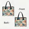 Vintage Pattern Tote Bag Geometric Floral Design Large Capacity Casual Shopping Bag for Daily Use
