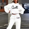 Unisex Letter Print Hoodie and Sweatpants Set - European and American Fashion 2026 Edition