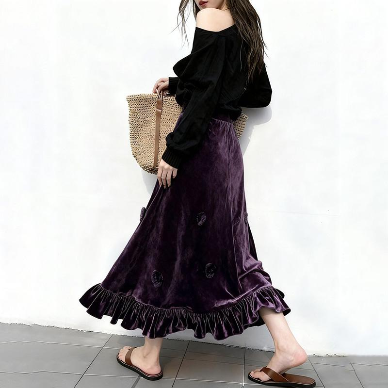 Halber Rock Damen Baumwolle Lässig Vielseitig Elastisch Vintage Literarisch Klassischer Rock Locker Bequem Karierter Rock