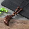 Hand-carved mahogany necklace retro femininity long autumn and winter sweater chain cotton and linen accessories