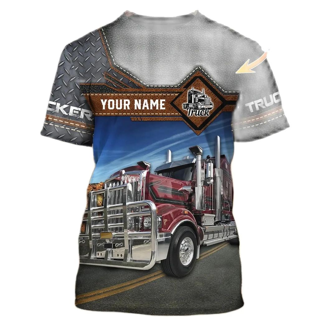 Camion Stampa 3D T Shirt Uomo Estate O-collo Manica Corta Oversize Top Casual Tee Allentato Streetwear Unisex Harajaku