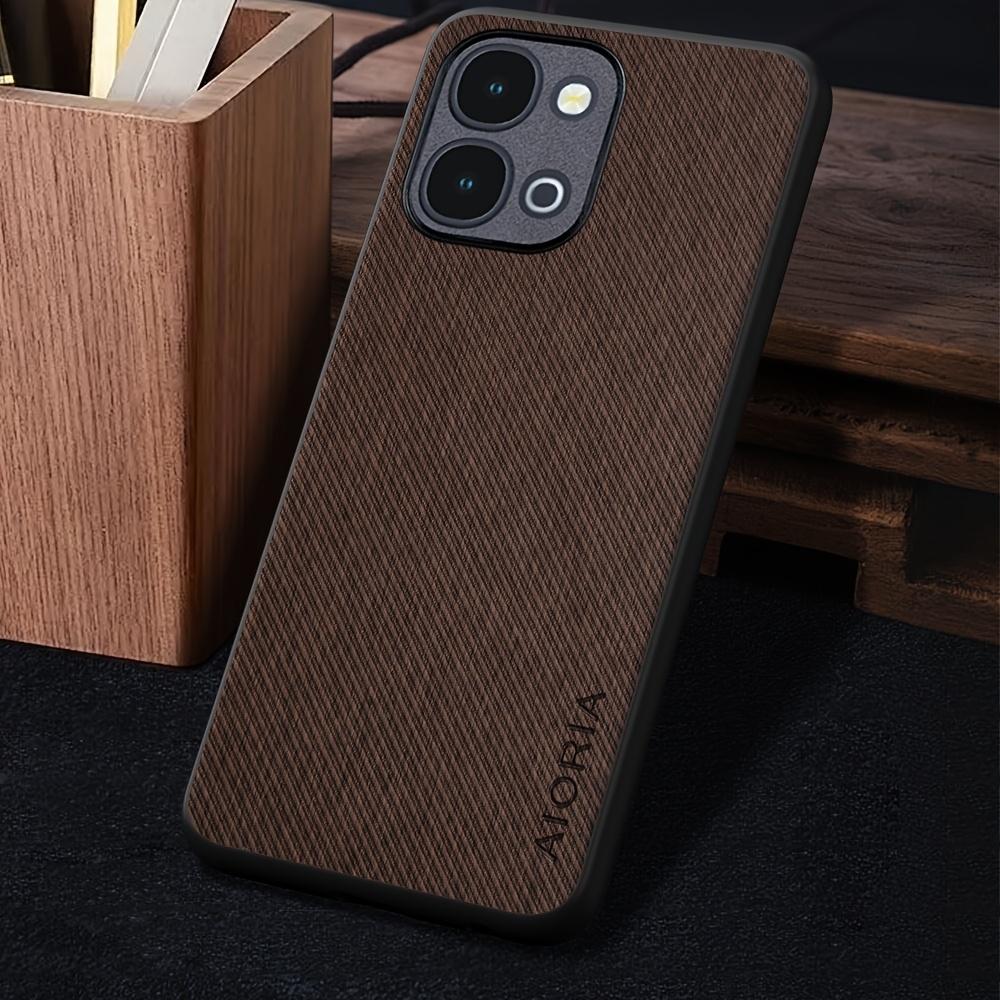 Phone Case: Case for Vivo IQOO Z11x 5G Global Version Case, Vintage Washed Twill Texture Synthetic Leather Protective Back Cover