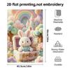 Cute Plush Bunny Castle Print Towel, Soft Absorbent Kids Bath Hand Towel, Pastel Fantasy Rabbit Pattern Towel