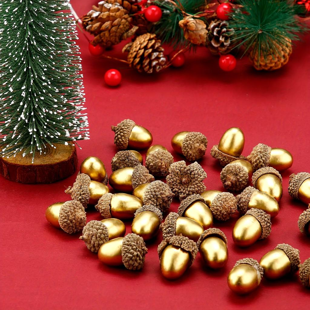 20/50pcs Artificial Golden Acorns,Exquisite Floral Decoration,  Kitchen Decor,Festive Christmas &Four Seasons Tabletop Ornaments