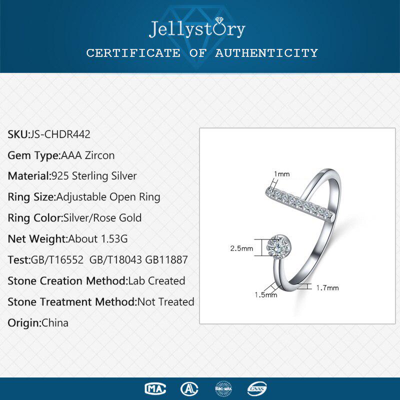 Tancise 925 Silver Ring with Zircon   for Women Geometric Shape Open Rings Fashion Fine Jewellery Wedding Party Gifts