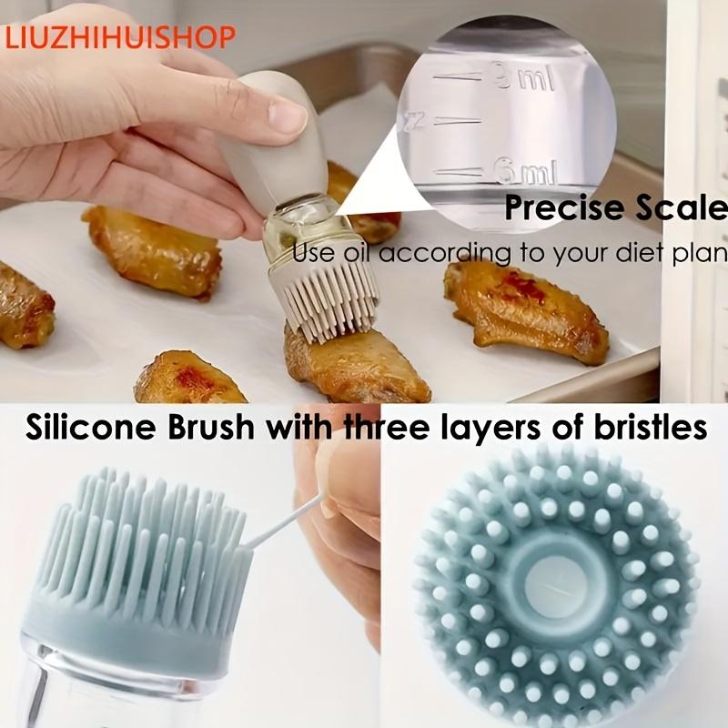 3pcs 2 in 1 Glass Oil and Vinegar Dispenser Set with Silicone Brush , Ideal for Olive Oil, Soy Sauce, BBQ , Fried Foods , Dishwasher Safe, BPA Free,
