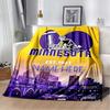 Custom Minnesota Football Blanket Purple Yellow City Skyline Personalized Name Fleece Throw All Season Soft Warm Bedding Gift