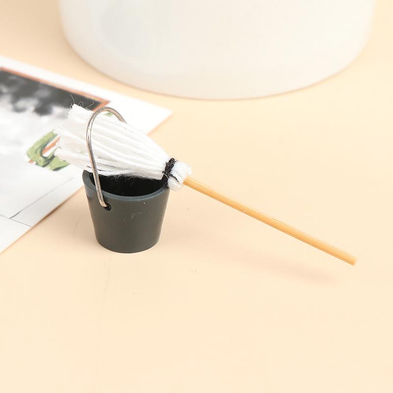 1Set 1:12 Puppenhaus Miniatur Küche Garten Mopp Eimer Puppenhaus Deko Spielzeug