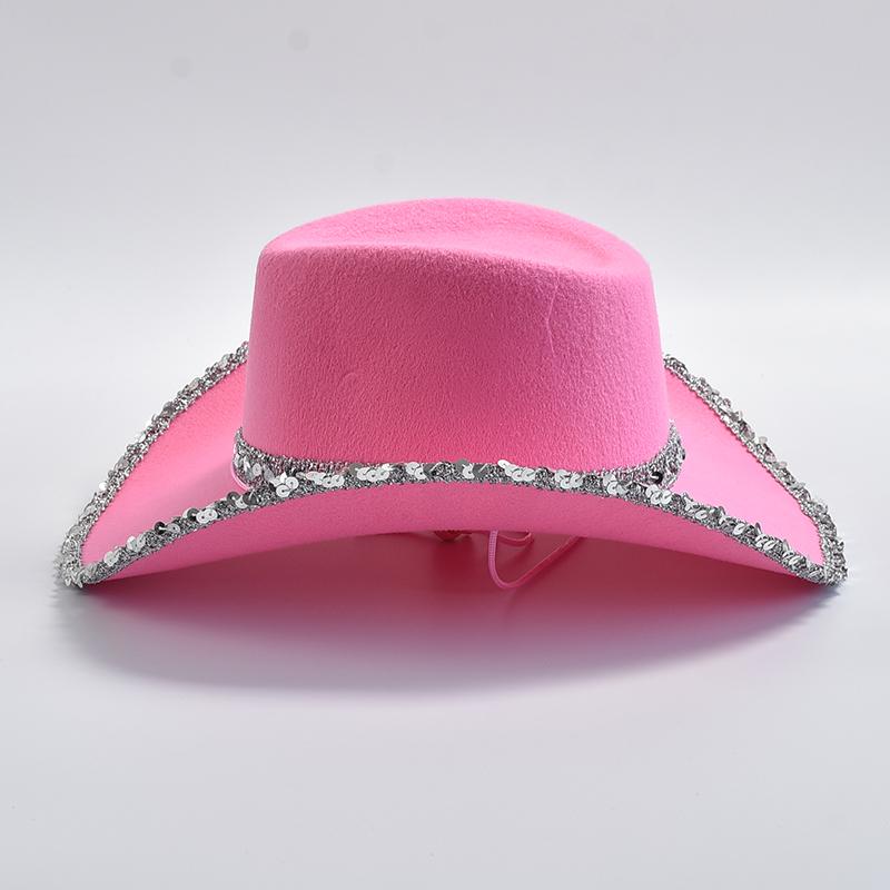 New Pink Cowboy Hat For Women Western Cowgirl Stetson Girls Hot Girl Party Dress Jazz Hats