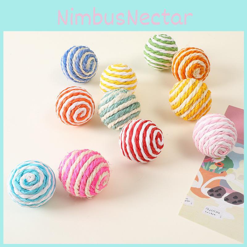 Interactive Cat Toy Durable Woven Hemp Ball For Chewing And Biting Feathered Pet Supplies