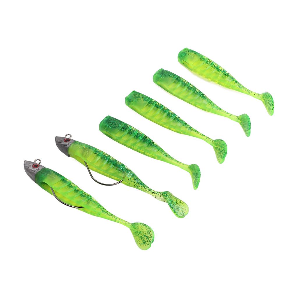 2 Sets Silicone Artificial Fishing Bait Soft Fishing Lure for Saltwater FreshwaterOil Green