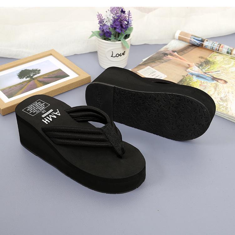 

2022 Женская летняя мода Босоножки на высокой платформе - Толстая подошва, Нескользящие 35 чёрный