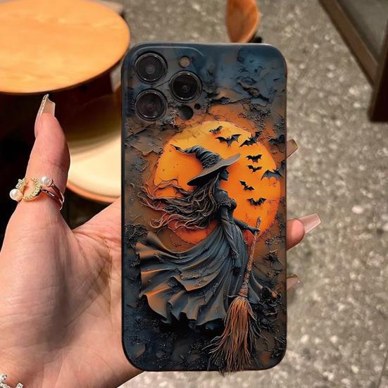 Halloween Witchy Phone Case for IPhone 16/15 Pro Max Shockproof Phone Cover with Hard PC & Soft TPU Anti-Scratch 360 Dgrees Protection Phone Acessary