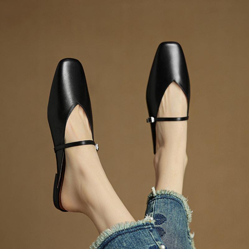 

Casual bag head slippers women s summer women s half slippers solid color large size flat bottom slippers new beef tendon soft bottom sandals 40