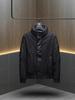 Hoge Kwaliteit Heren Stand-Up Kraag Witte Eendendons Jas - Leer Patchwork, Winter Luxe Trendsetter.