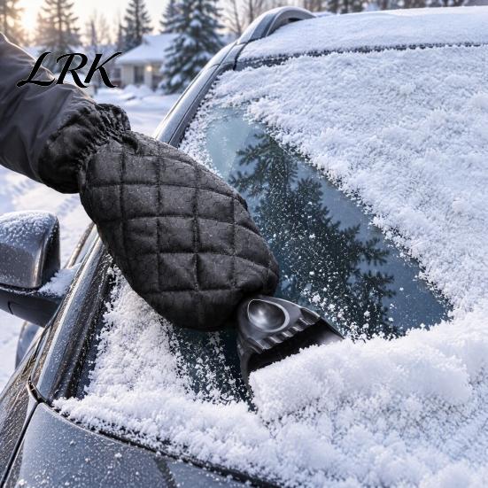 Ergonomic Snow Shovel for Winter Car with Built-in Glove, Integrated Ice Scraper Mitt Durable Truck Windshield Windshield, Portable Frost Removal Tool