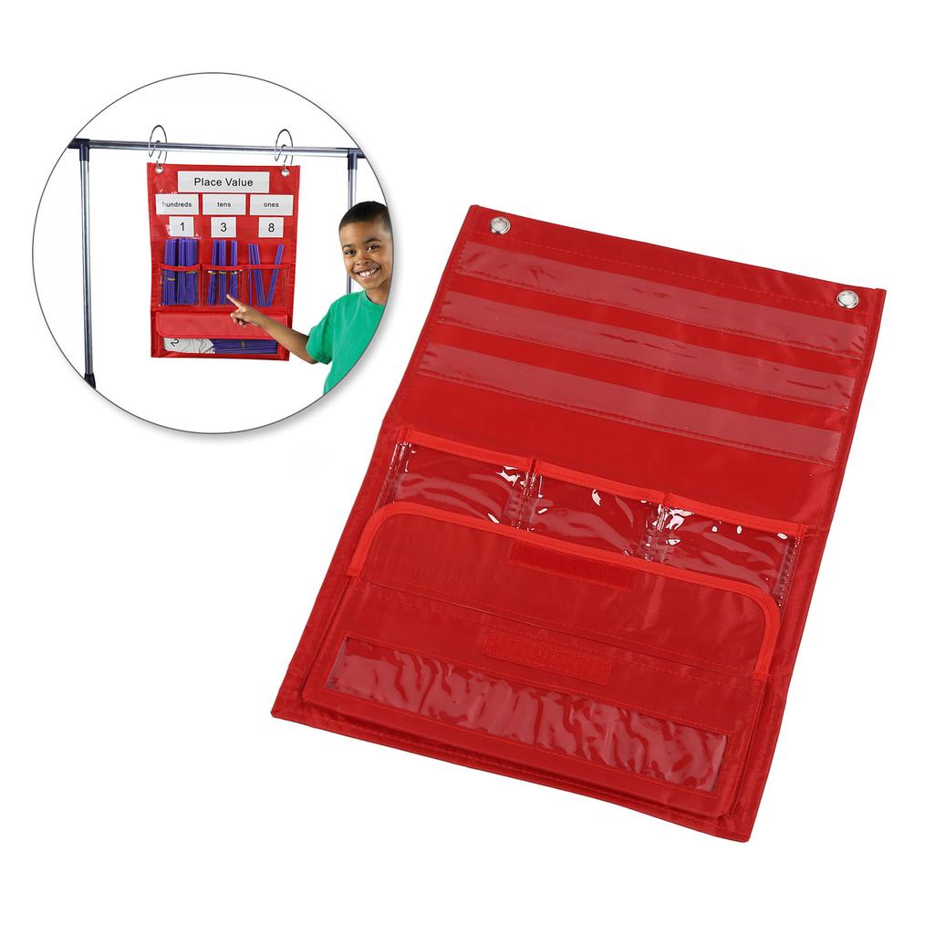 Counting Place Value Pocket Chart with 200pcs Straw 20 Rubber Bands for Classroom Kindergarten