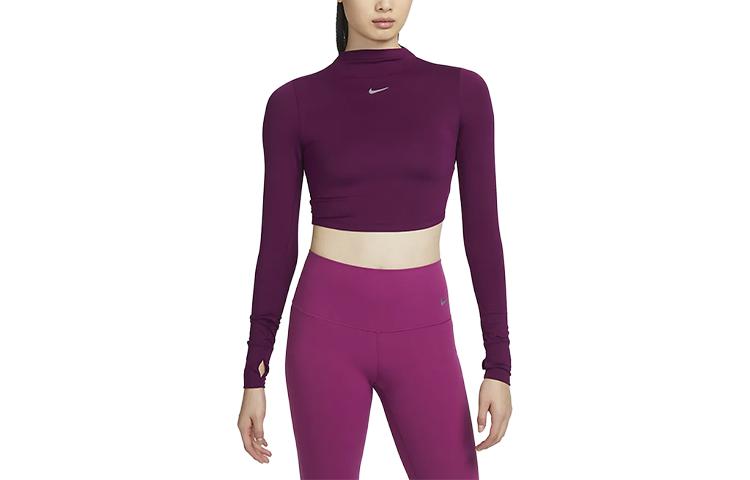 Nike T Shirts Women s Bordeaux Burgundy Half Turtleneck Moderate Straight Fit FB5277-610 XL