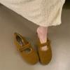 Fairy wind word with Mary Jane fluffy shoes autumn and winter new outer wear late evening wind velvet flat beanie shoes
