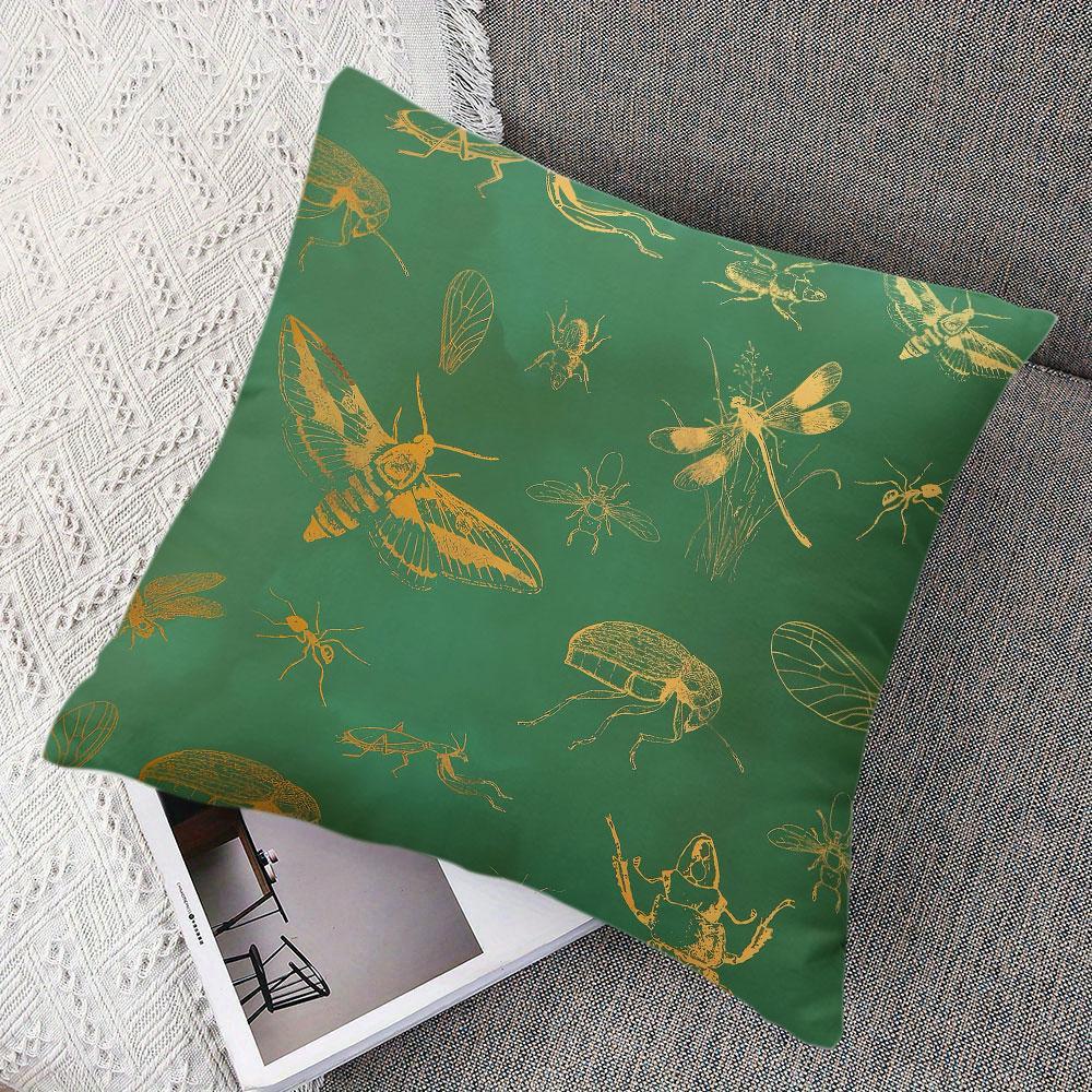 Insects Square Jacquard Pillow Cover for Sofa Office Waist Cushion Cover Home Decorative Pillowcase
