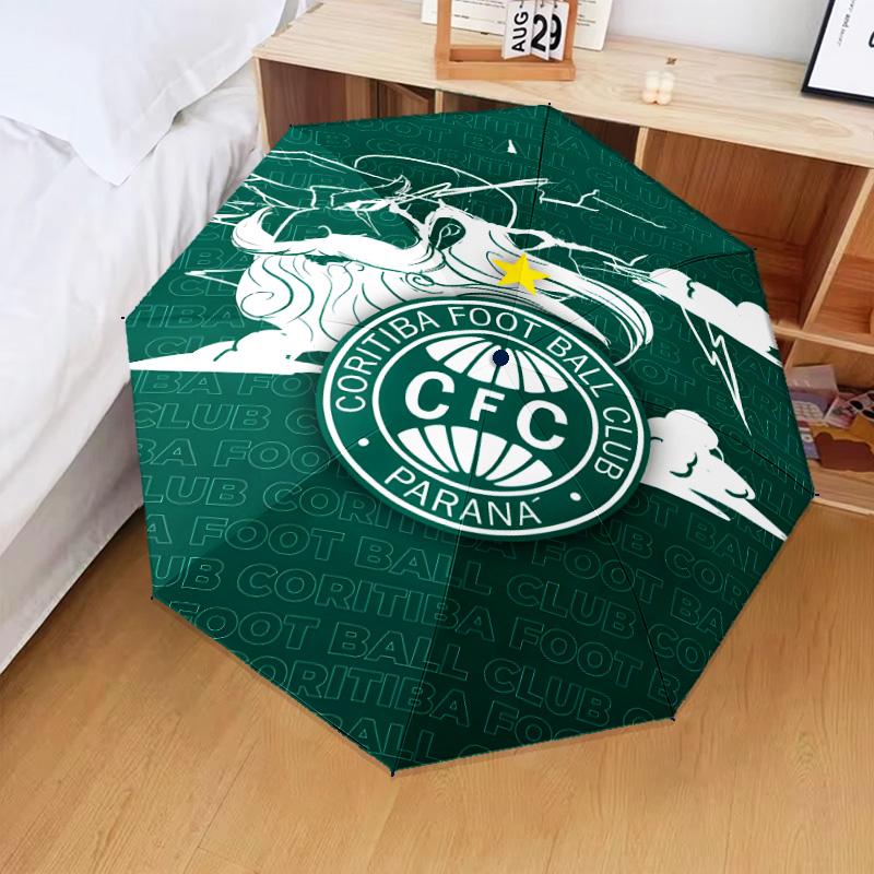 1PC Cori-tiba Football Club Crest Printed Umbrella Folding umbrella, automatic umbrella 8-Frame for Travel, camping Fan gifts Christmas Gifts