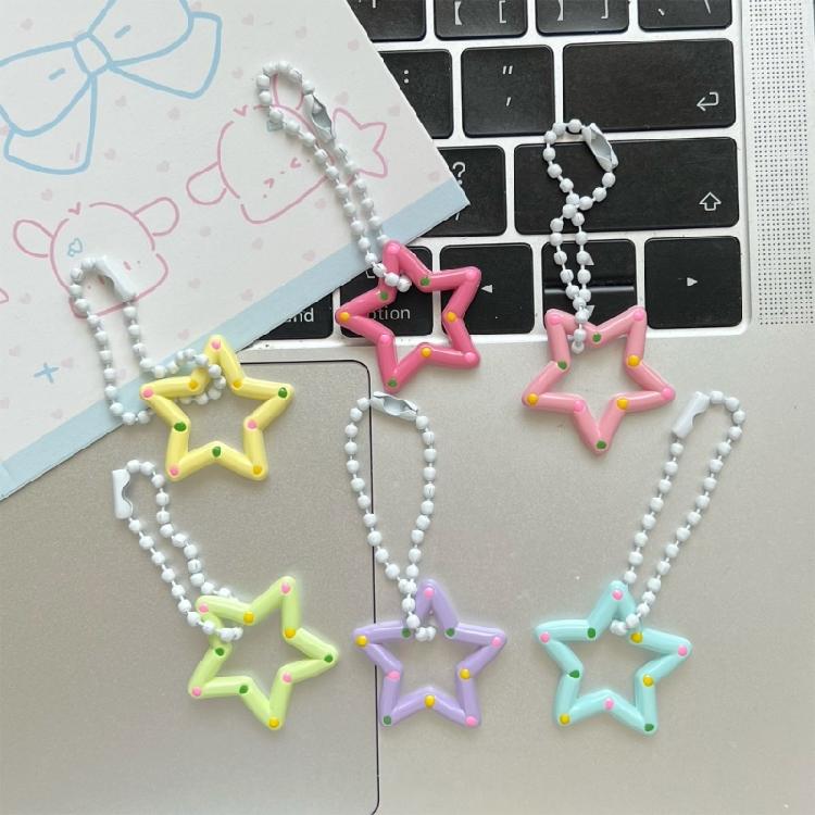 Stylish Adorable Acrylic Star Dot Keychain Fun and Unique Hollow Star Charm