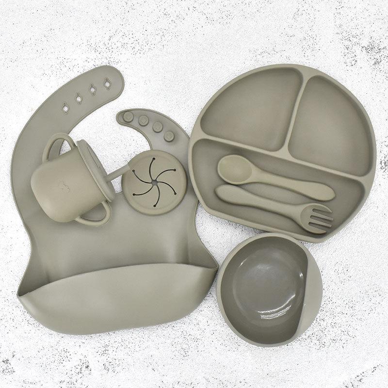Children's Silicone Feeding Plate Set - Divided Three-Section Baby Plate