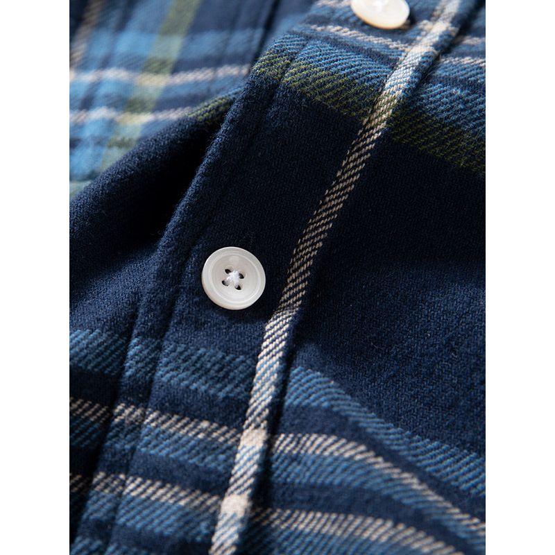 Gingham Shirt Men's Spring and Autumn Loose, Simple and All-Matching American Casual Vintage Shirt Pure Cotton Men's Long-Sleeved Top
