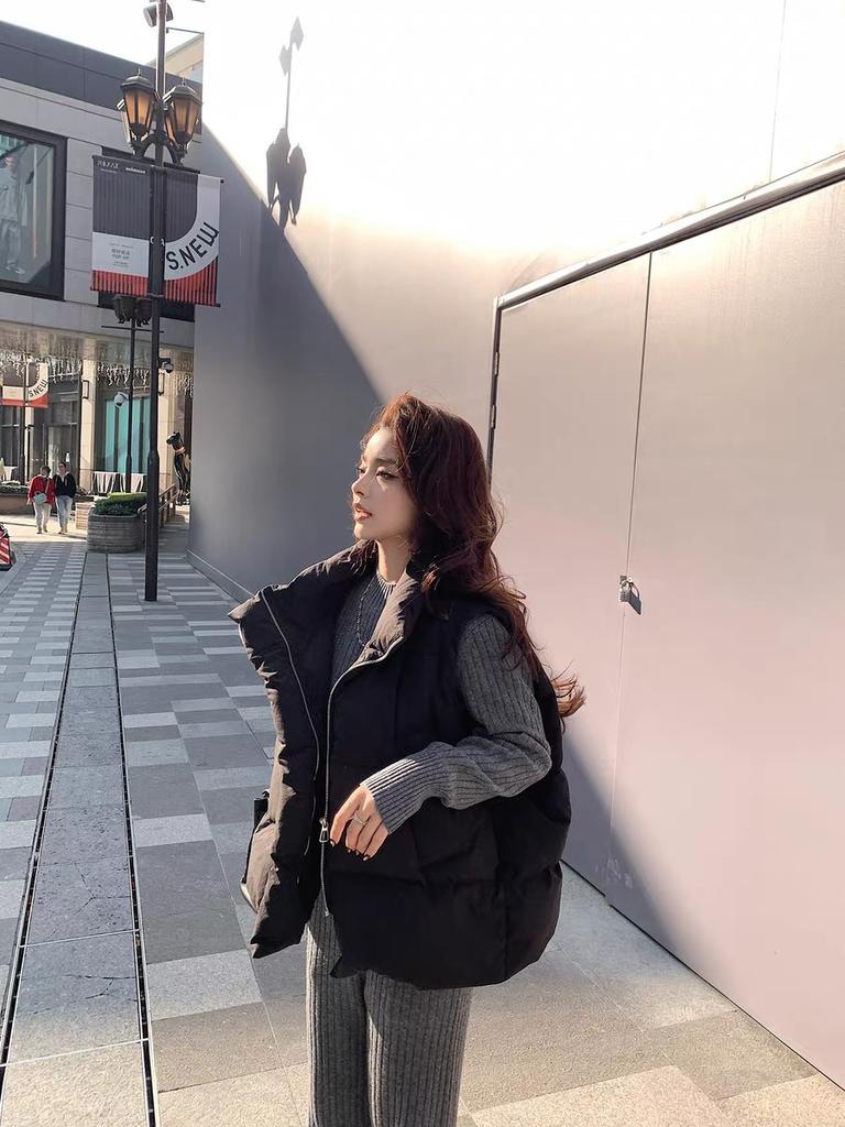 Autumn and winter new cotton vest women's outer wear college style European loose thickened vest vest vest jacket