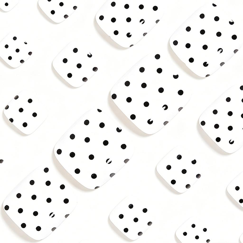 White-Black Polka Dot Press On Nails 24 Pieces Resin Durable Wearable Fake Nails For Women