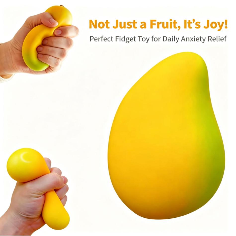 Handmade Crispy Mango Stress Ball Squeeze Toy, Mango Squishy Fidget Ball, Asmr Sensory Stress Relief Toy