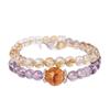Natural Crystal Double Wrap Bracelet Women Amethyst Citrine Aquamarine Strawberry Quartz Sunstone Prehnite