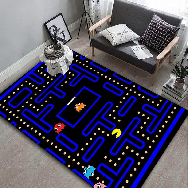 3D Gaming Map P PAC M MAN Cartoon Carpet Rug Art for Room Decor Home Bedroom Sofa Gifts Game Area Rug Non slip Floor Mat Present