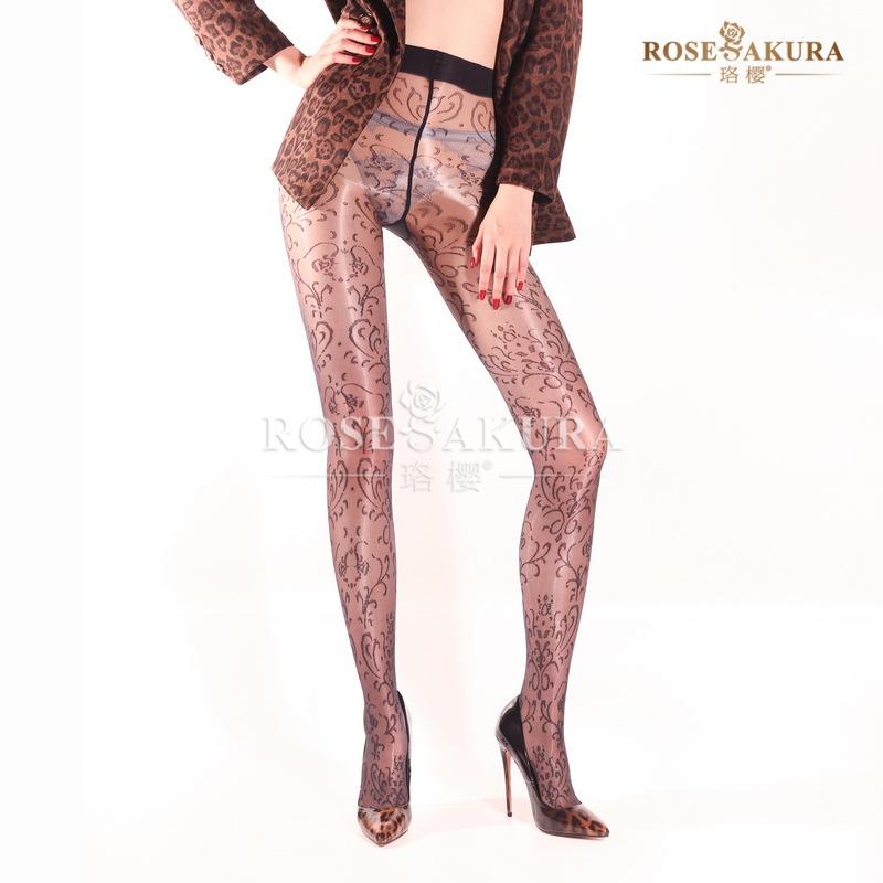 Sexy Aurora Jacquard Pantyhose Brighten One-Line Crotch Female Jumpsuit Stockings Girl Party Dance Date Wear Ootd Fashion