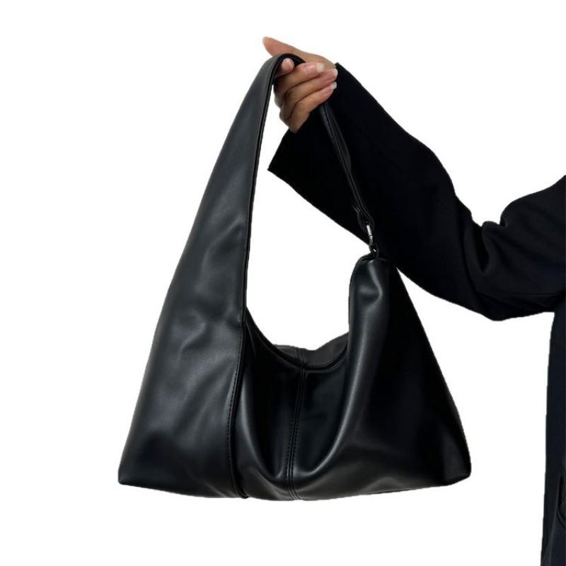 Soft PU Leather Tote Bag Women Spacious Crossbody Shoulder With Zip Casual Street Style