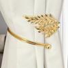 2pcs Golden Alloy Curtain Tiebacks Elegant Leaf Design for Bedroom, Living Room, and Dining Room Decor, Luxury Home Decor