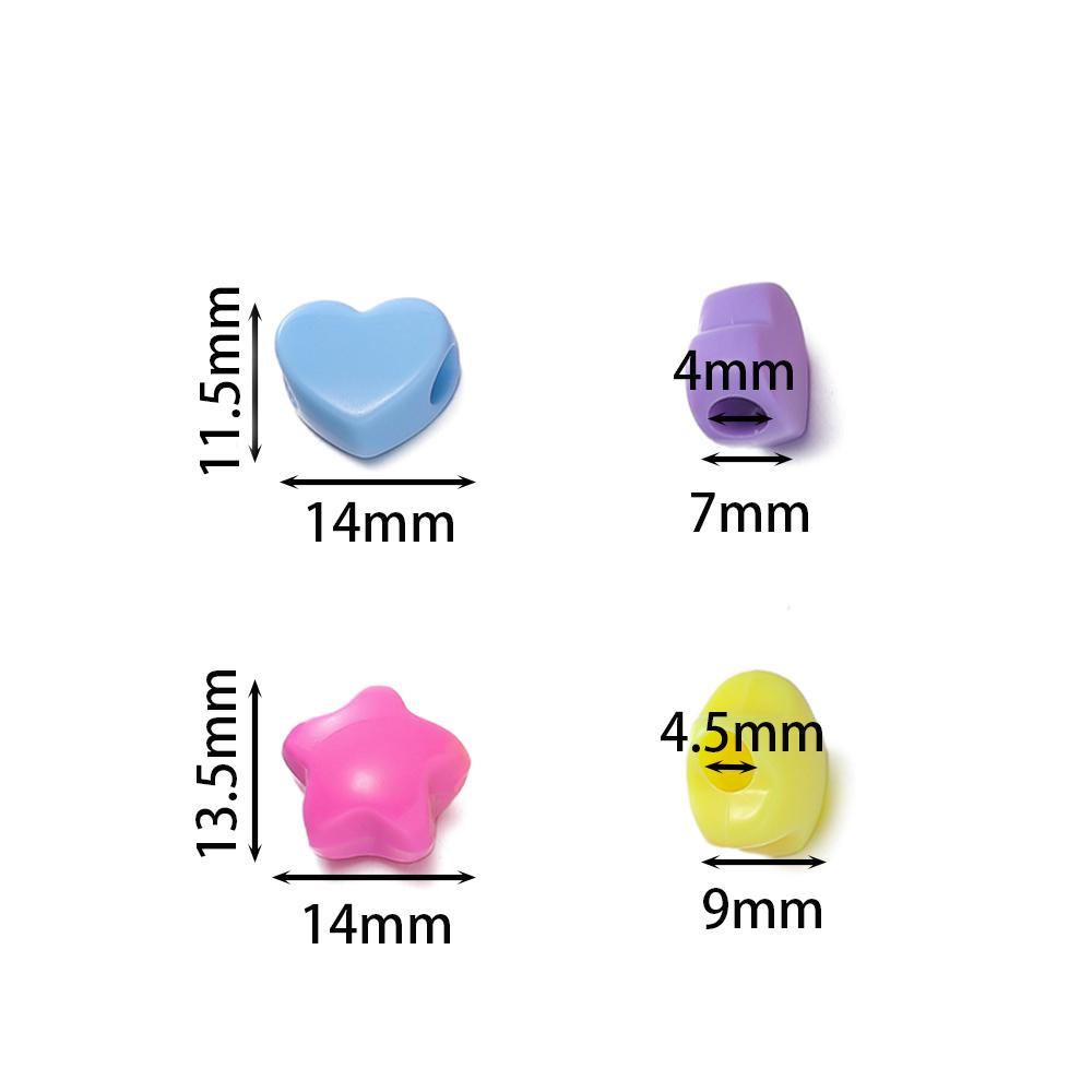 30pcs Acrylic Mixed Color Large Hole Beads Heart Star Shaped Spacer Beads for DIY Necklace Bracelet Jewelry Making Finding