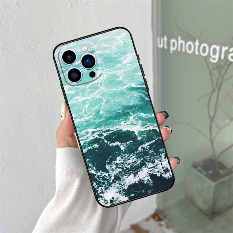 Blue Ocean Waves Sea Silicone Soft Case For iPhone 17 Air 11 14 16 15 Pro Max 12 13 Mini 16 Plus 16e Back Cover