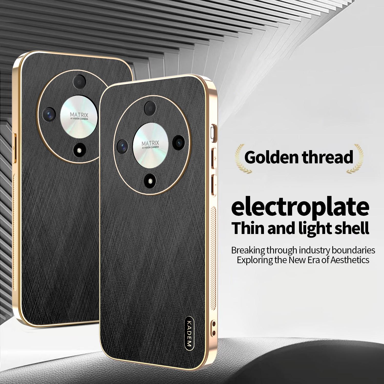 

KADEM For Honor X9b 5G/Magic6 Lite 5G Case Electroplating Silk Texture PU+TPU Phone Back Cover Black