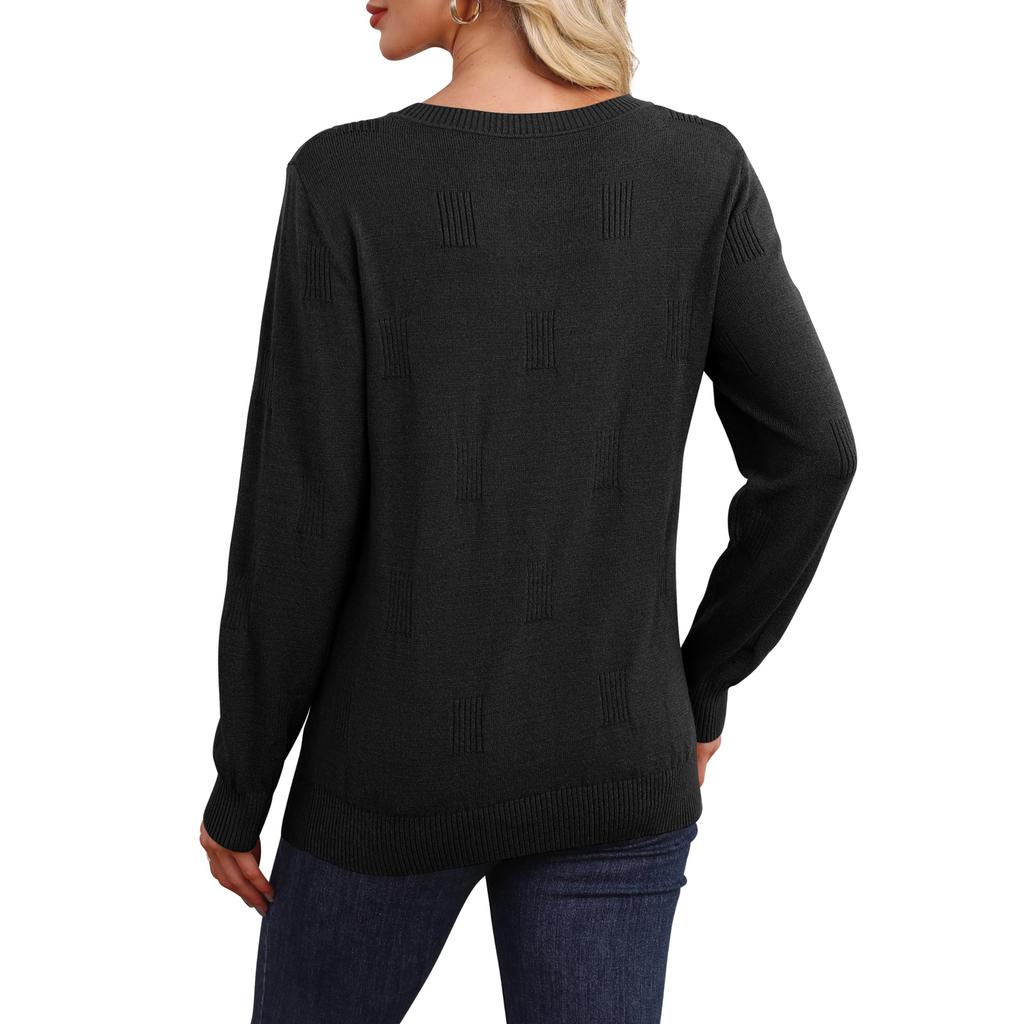 Women Fashion Pullover Sweater R-Neck Long Sleeve Shirts Blouse Knit Casual Cozy Clouds Top
