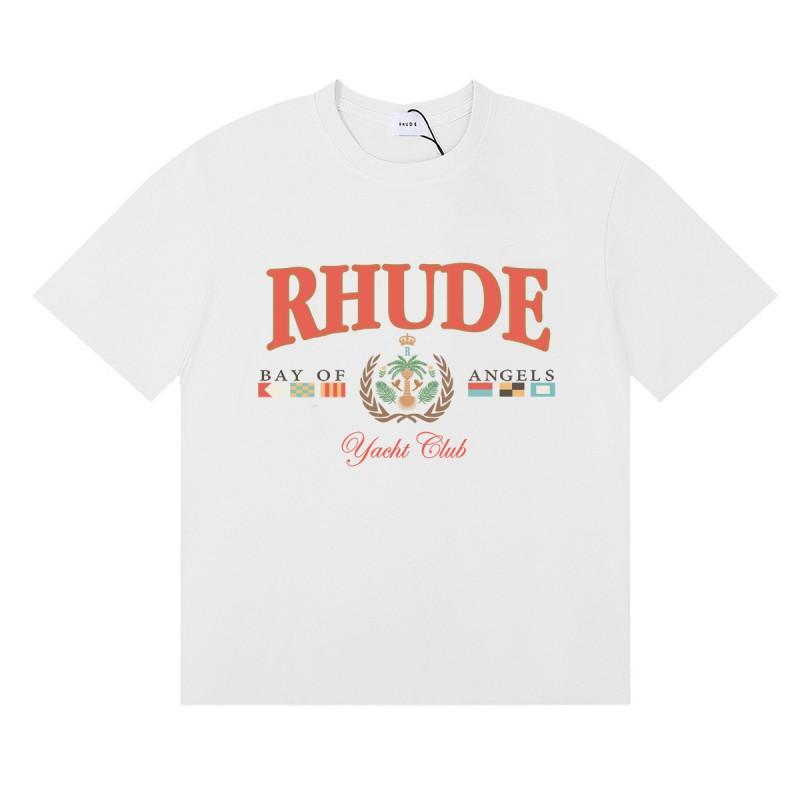 RHUDE Grafik Tişört Erkek Kadın Kısa Kollu Bisiklet Yaka Günlük Giyim