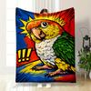 Colorful Parrot Pop Art Design Patterned Flannel Blanket Perfect for the Bedroom Living Room, Sofa, or a Little Nap