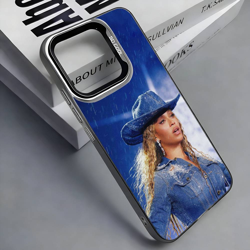 C-Carter Cowboy B-BEYONCE Phone Case For iPhone 17,16,15,14,13,12,11 Plus,Pro Max,Colored Silver Phone Case