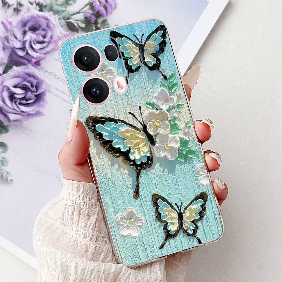 For OPPO Reno13 Pro 5G Case CPH2697 Fashion Flower Butterfly Soft Silicone Phone Cover For OPPO Reno 13 CPH2689 Reno13Pro Bumper