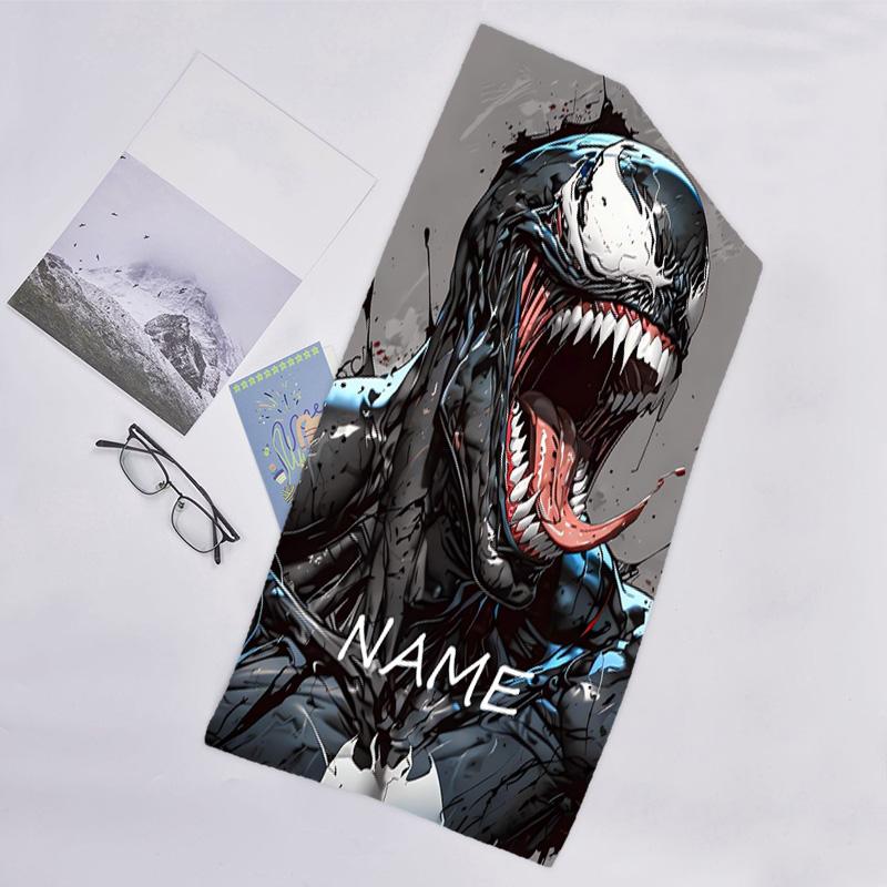1pc Venom4 Beach Towel with Custom Name, Beach/Swimming/Bath/Picnic/Camping Towel, Suitable for Seaside Beaches