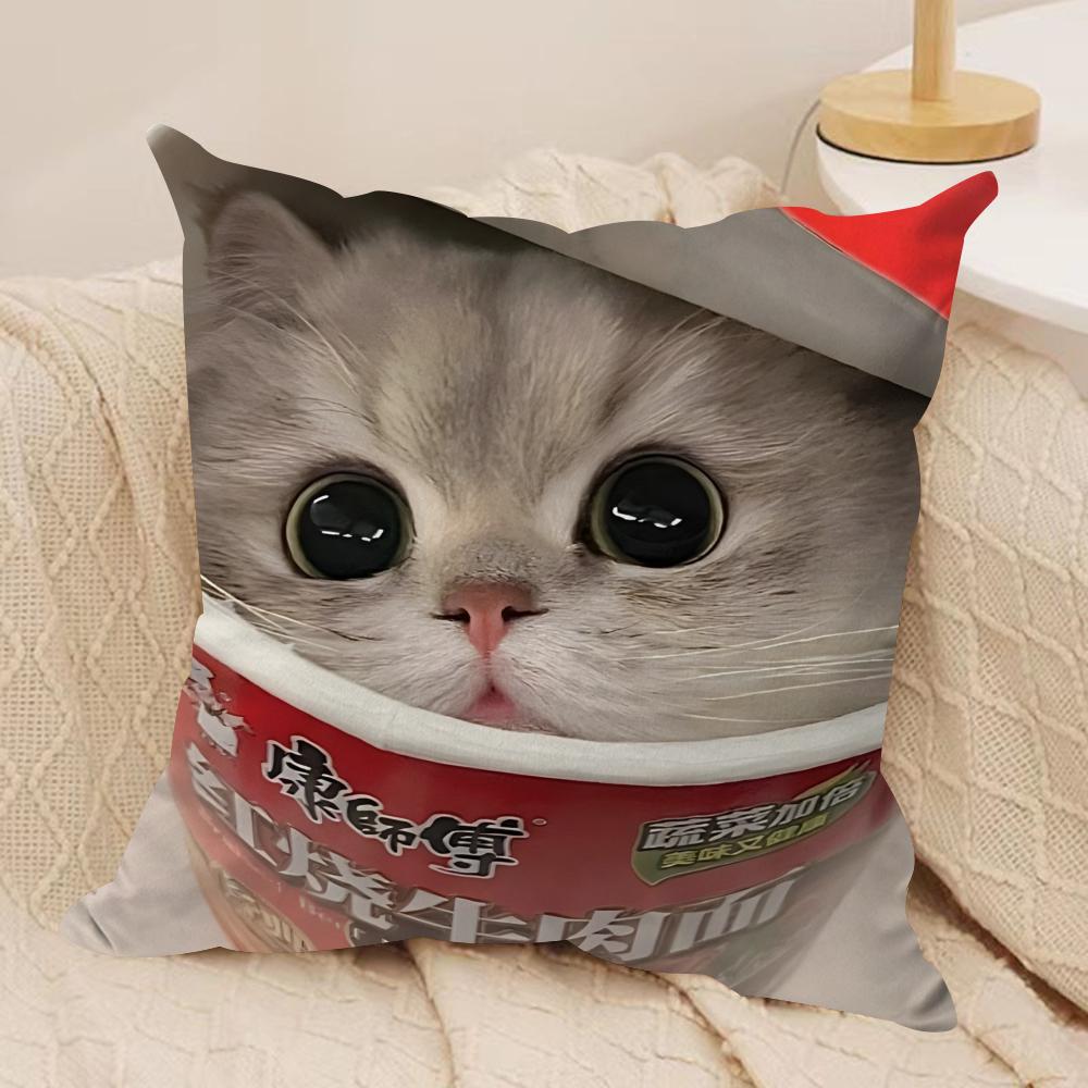 cute cat kawaii Cushion Cover Soft Plush Fabric DoubleSided Printed Cushion Covers for All Seasons Home Decor