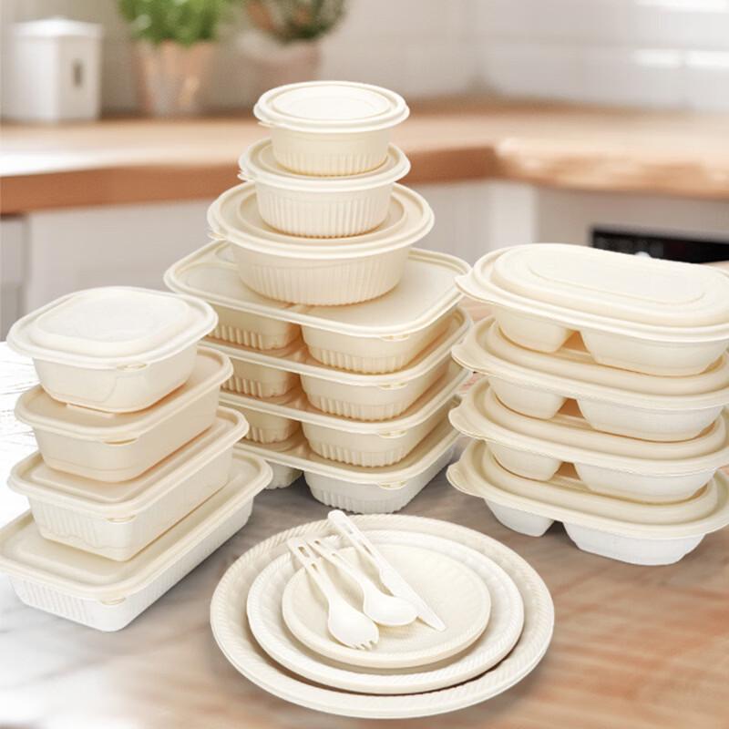 Biodegradable Corn Starch Compartmental Lunch Boxes