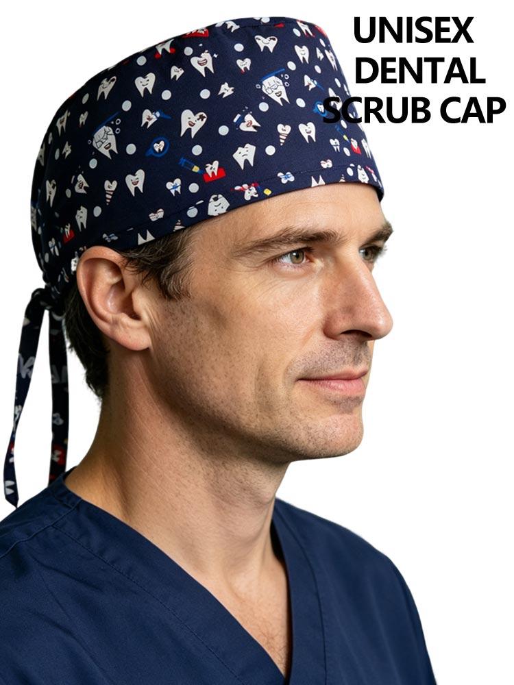 Cute Tooth Pattern Scrub Cap Dental Care Surgical Hat Adjustable Nurse Doctor Work Cap