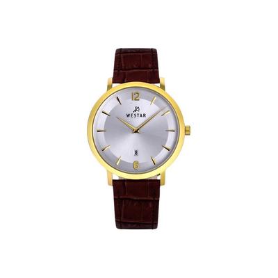 Profile Leather Strap Silver Dial Quartz 50219GPN127 Mens Watch